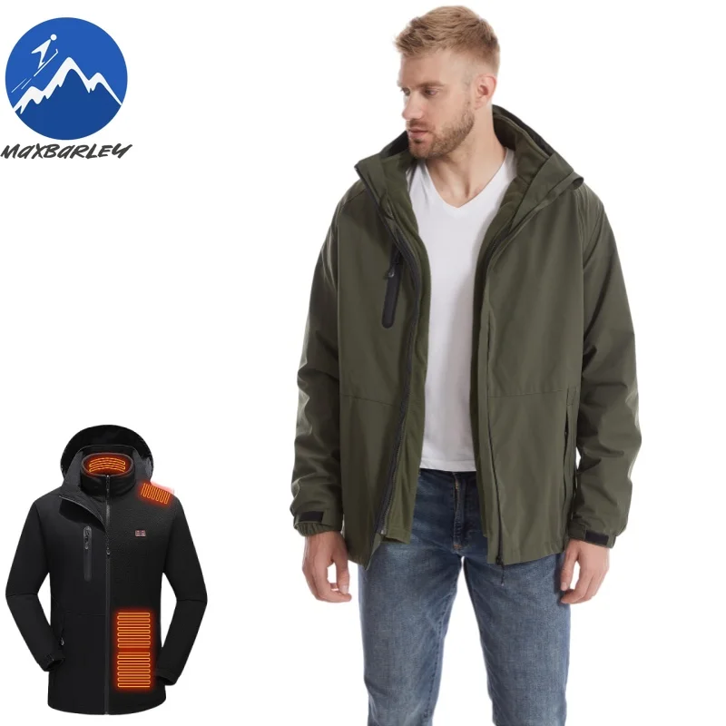 15 Areas Winter Heating Motorcycle Jacket Men USB Electric Heating Jackets Snow Warm Heated Clothes 3-in-1 Assault Windbreaker