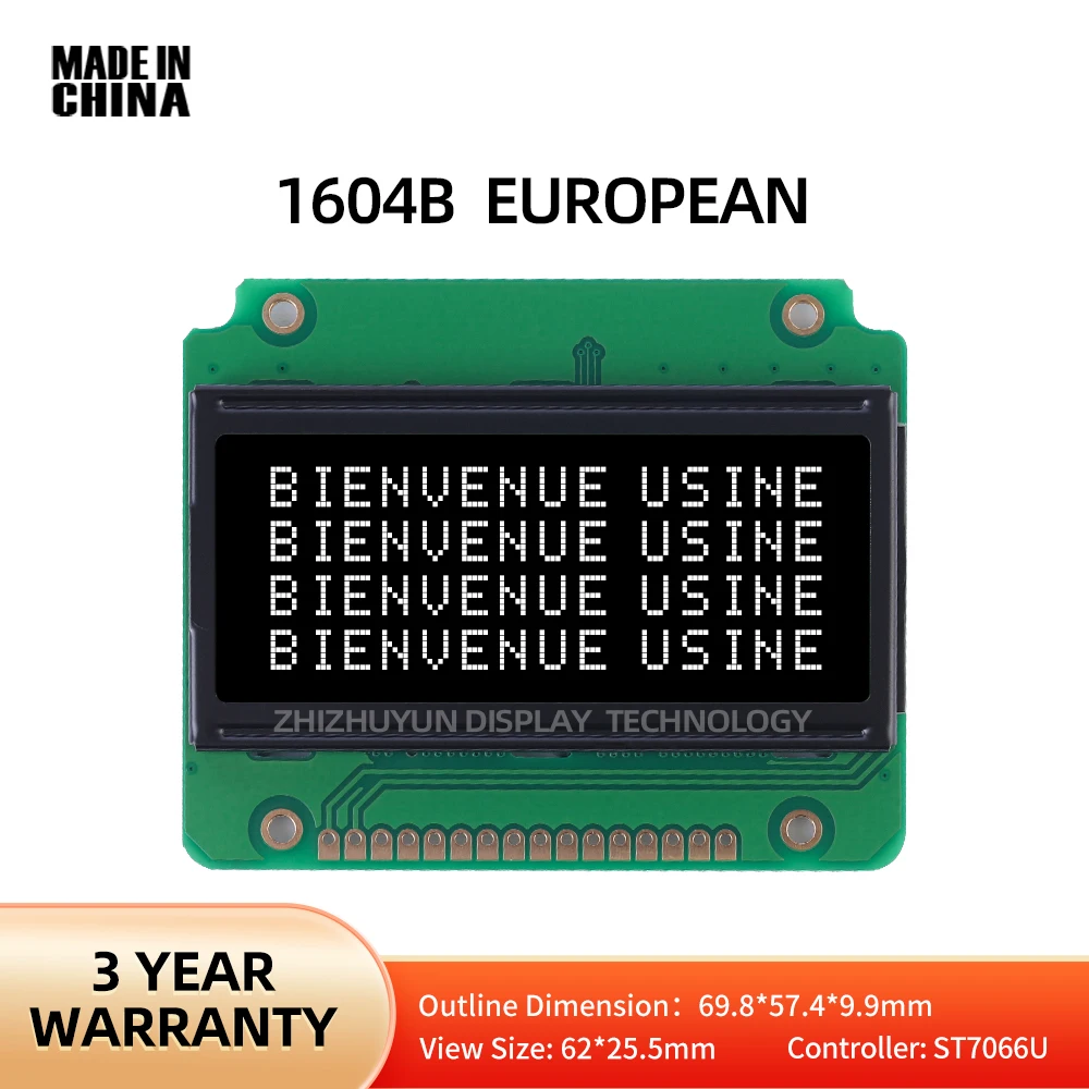 Source Manufacturer 1604B European Character LCD Module BTN Black Film Industrial Display Screen 3.6 Inch LCD Screen