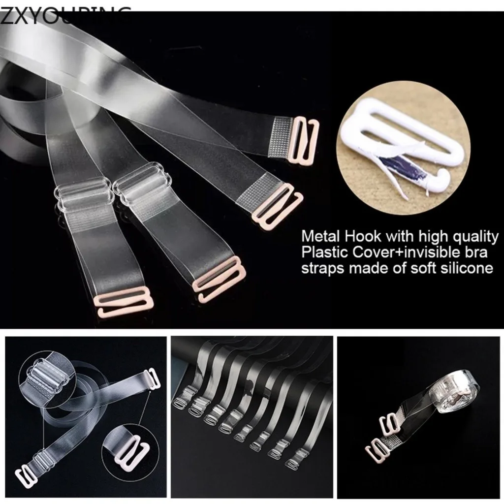 ZXYOUPING 5pair women clear invisible adjustable bra transparent bra strap,Silicone straps Underwear high elastic Bra Accessorie