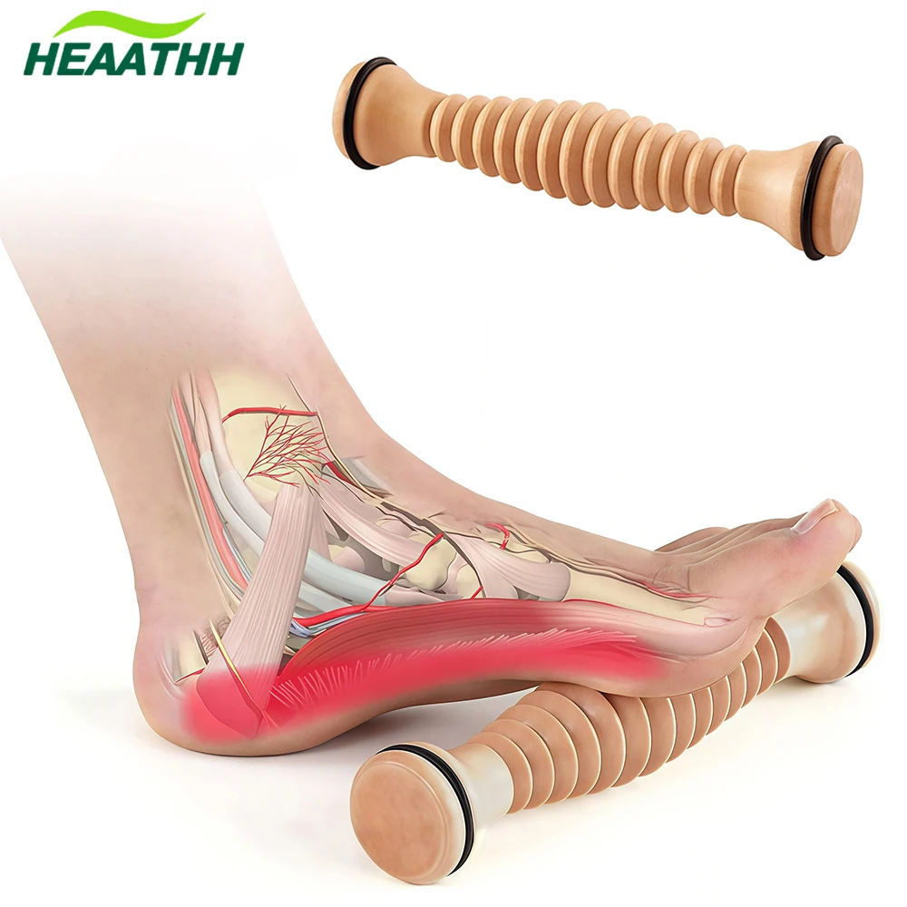 Wooden Foot Roller, Foot Massager for Plantar Fasciitis, Stress Relief, Relaxation Wood Massge