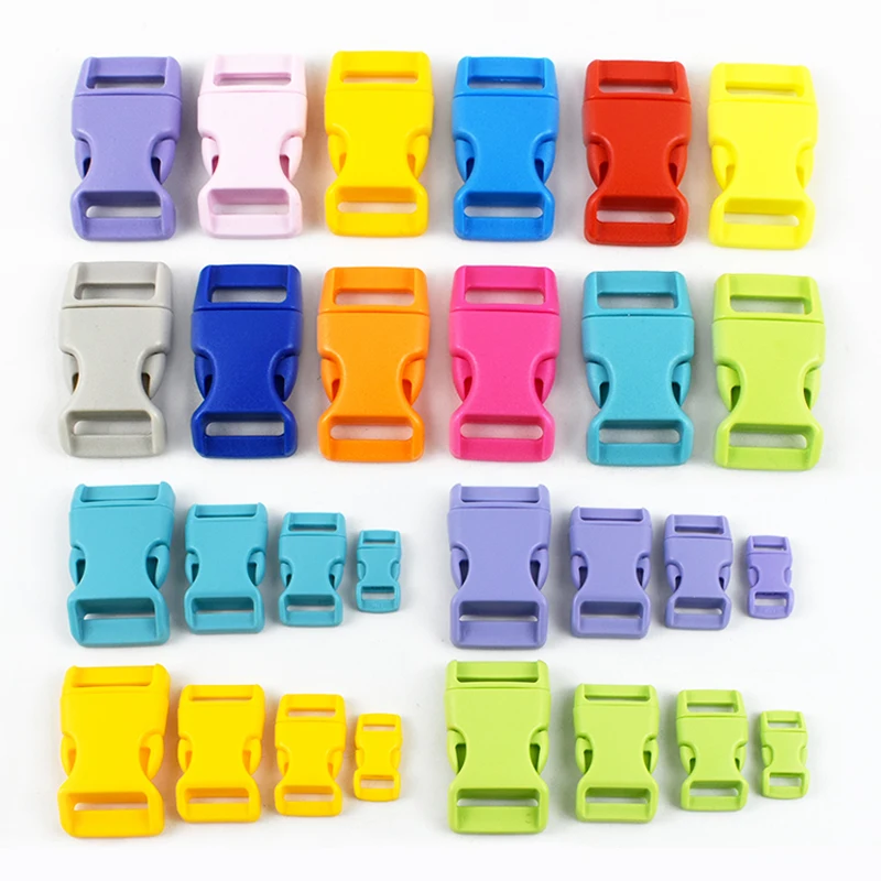 

30-100Pcs 10/15/20/25mm Plastic Quick Side Release Buckle Dog Collar Adjust Clip Clasp Paracord Bracelet Buckles DIY Accessories