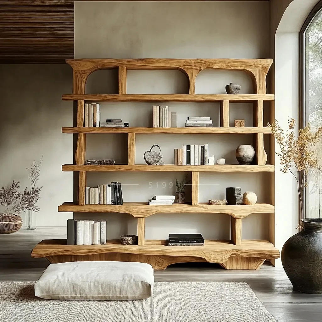 

Bookshelf integrated wall floor shelf solid wood storage display shelf
