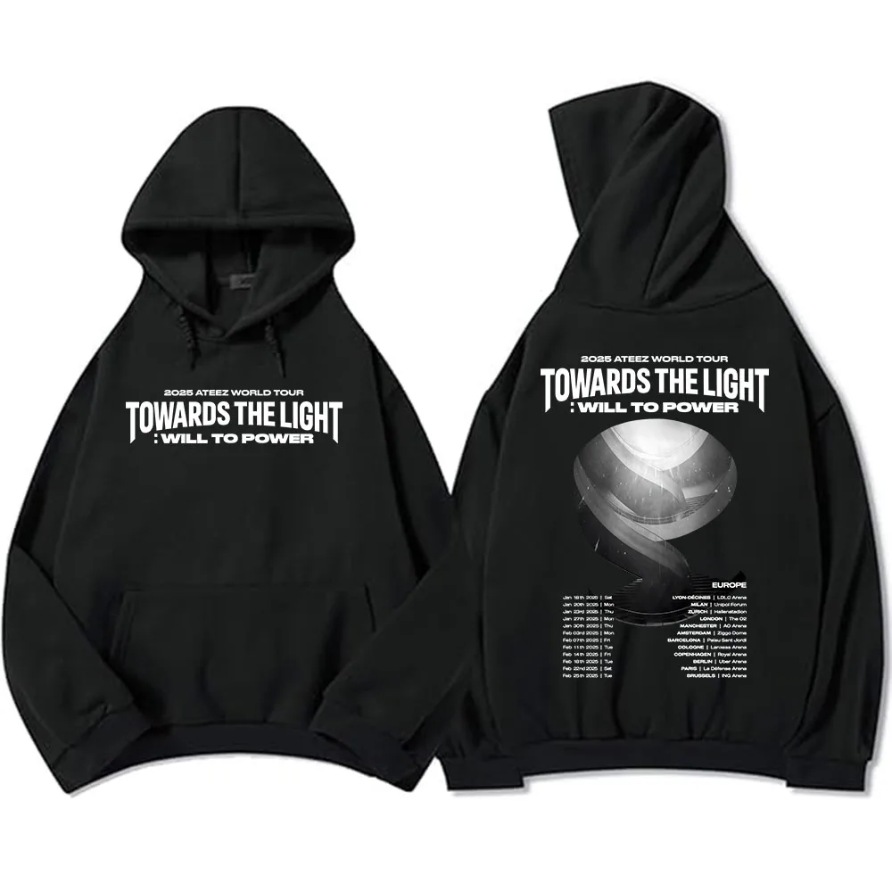 2025 Ateezz World Tour Towards The Light Will To Power Hoodie Winter Hooded Fashion Graphic Sweatshirt Hip Hop Unisex Streetwear