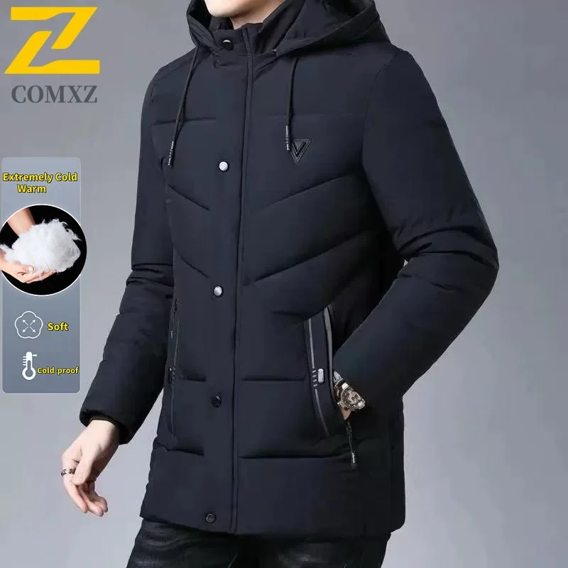 

Winter Extremely Cold Parka Men's 2025 Luxury Brand Long Warm Cotton-padded Jacket Men Fashion Detachable Hat Thick Padding Coat