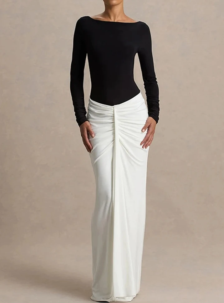 

Женское модное вечернее платье нового стиля, элегантное лоскутное эластичное облегающее платье с длинными рукавами