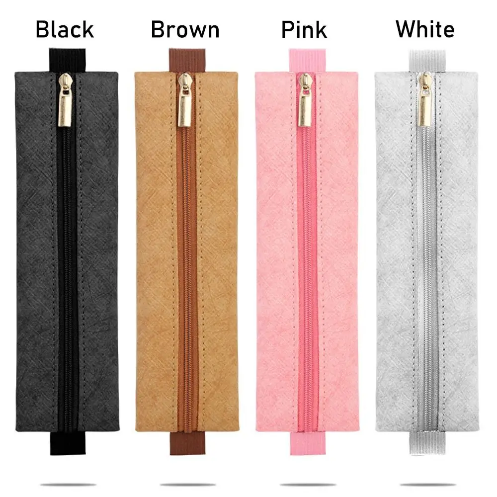 Elastic Buckle Pen Bag Simple Portable Large Capacity Pen Holder Tyvek Pencil Case Office Meeting