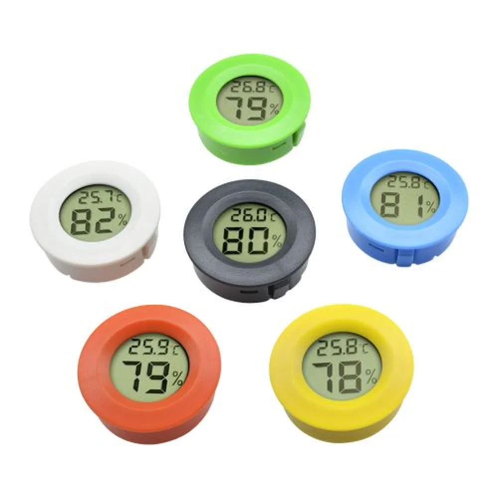 -50~+70°C Mini LCD Digital Thermometer Round Embedded Digital Temperature and Humidity Meter  Six Colours Available