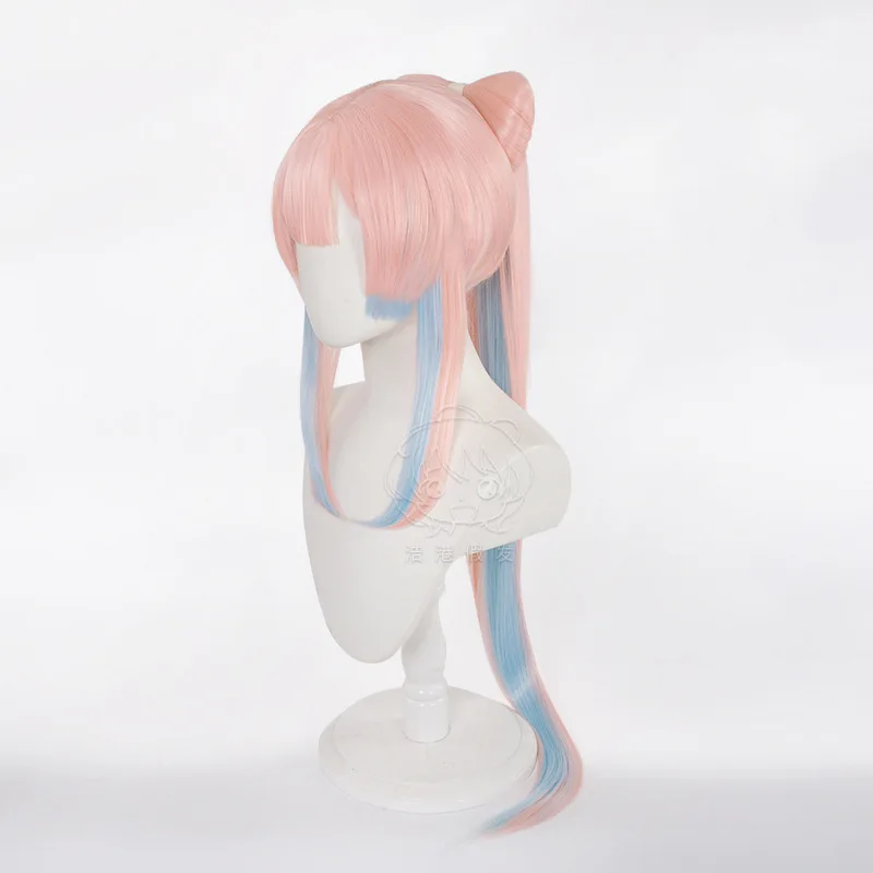 Sangonomiya Kokomi Cosplay Pruik Genshin Impact Vrouw Roze Blauwe Pruik Afneembare Paardenstaart Haarbundels Halloween Kostuum Accessoires