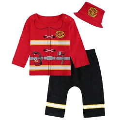 Baby Firefighter Police Clothes Sets Toddler Boys Christmas Clothing Girls Xmas Long Pants Carnival Halloween Party Outfits Set