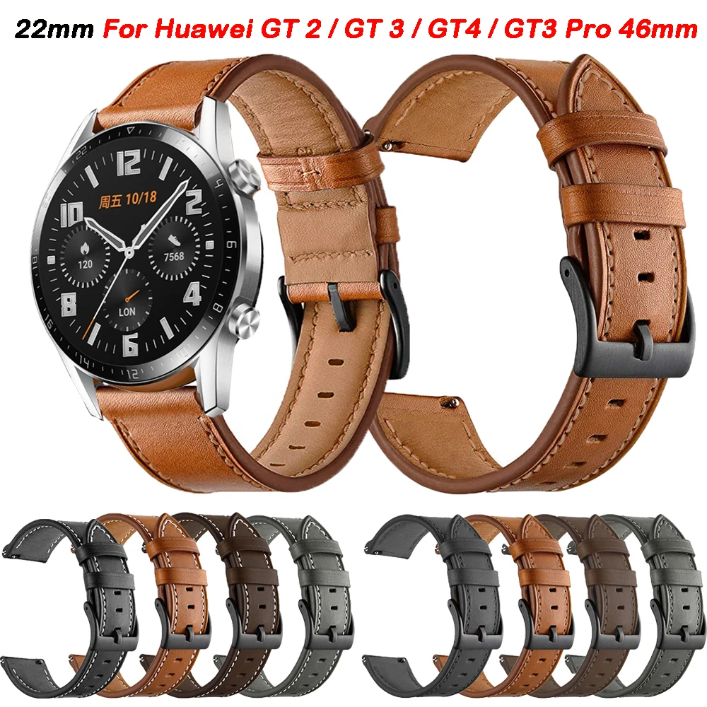 

Ремешок кожаный для Huawei GT 2 GT2 46 мм, сменный Браслет для часов GT4 GT 3 4 46 мм GT3 Pro Watch 4 Pro, 22 мм