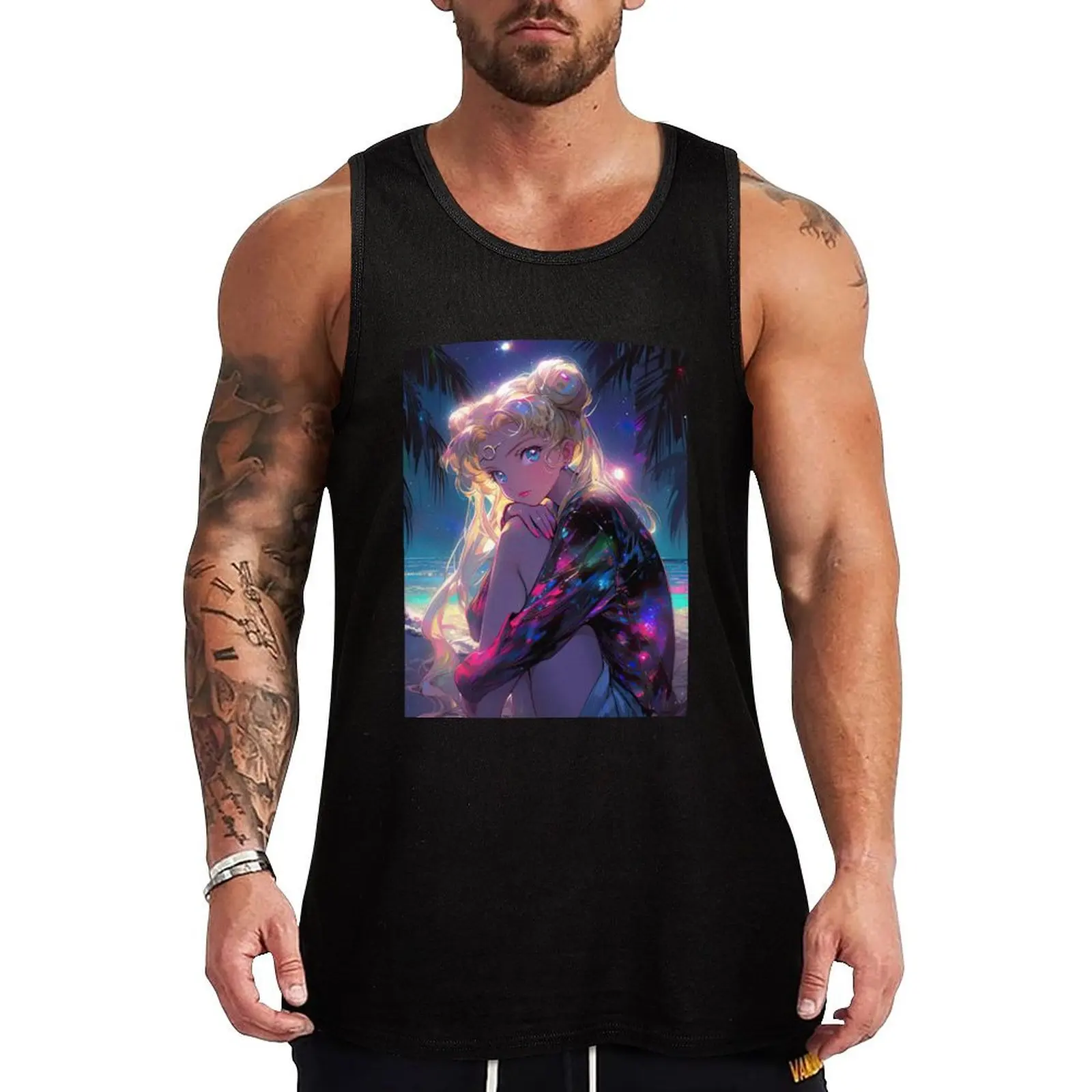 Night Usagi Tank Top gym clothes for man sleeveless man shirts gym wear men sleeveless vest men