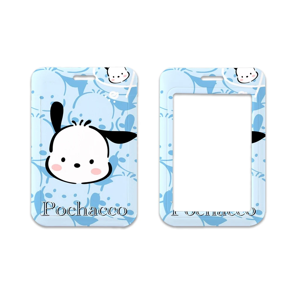 Sanrio Pochacco-portatarjetas de trabajo con llaveros, bonito perro, insignia de nombre de permiso de trabajo, paquete de tarjeta de identificación para estudiantes, monedero con cordón