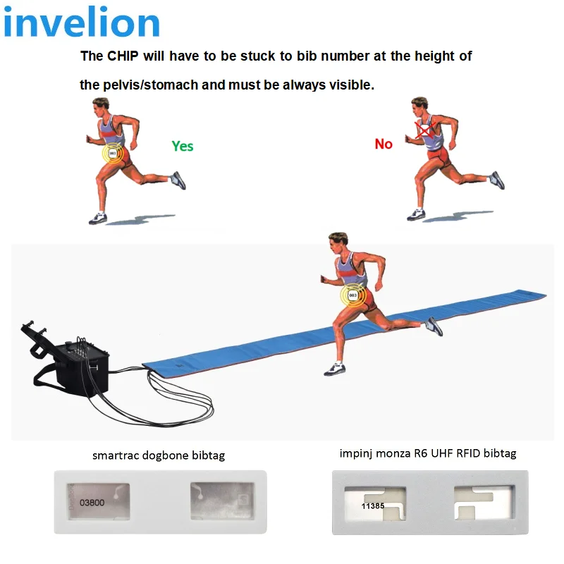 Serial Number Printed Timing Chip Smartrac Dogbone UHF RFID Bib-Tag For Running Tming Impinj Monza R6 Chip For MTB Cycling Race