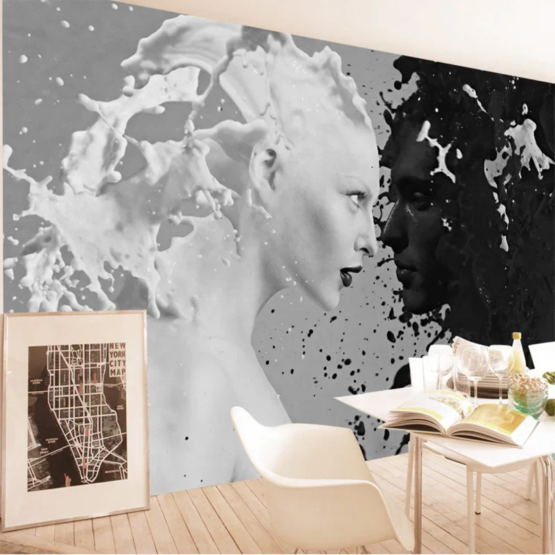 Custom Black White Milk Lover Photo Wallpapers For Wall 3 d Living Room Bedroom Shop Bar Cafe Walls Murals Roll Papel De Parede