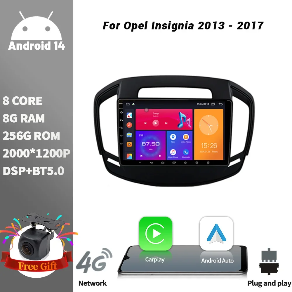 Wireless CarPlay Screen Stereo Android For Opel Insignia 2013-2017 4G WIFI Car Radio Multimedia Player Navigation 2DIN