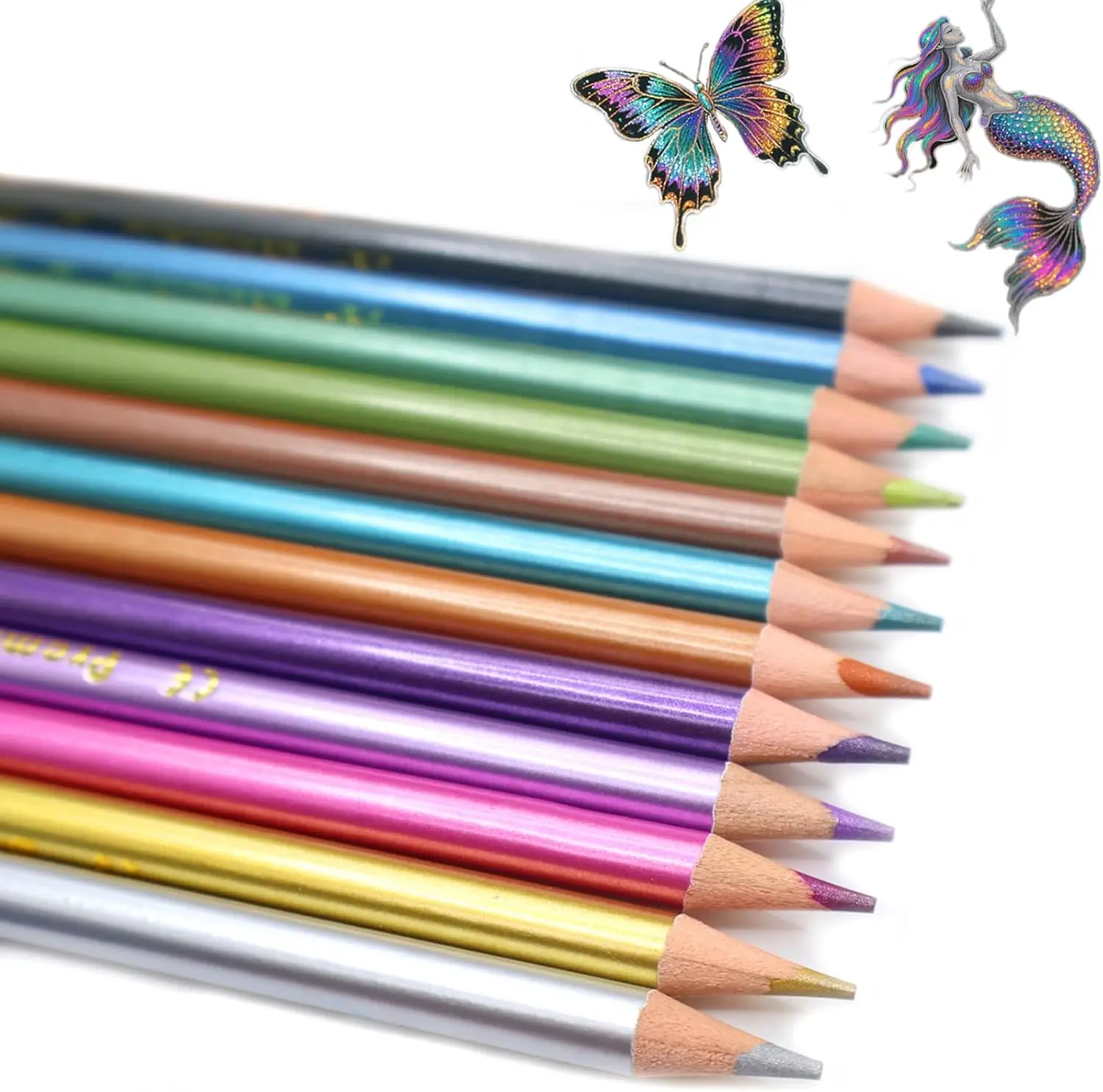 

12 карандашей с металлическим блеском, мягкий грифель для взрослых художников, начинающих, для рисования, раскрашивания и скетчинга