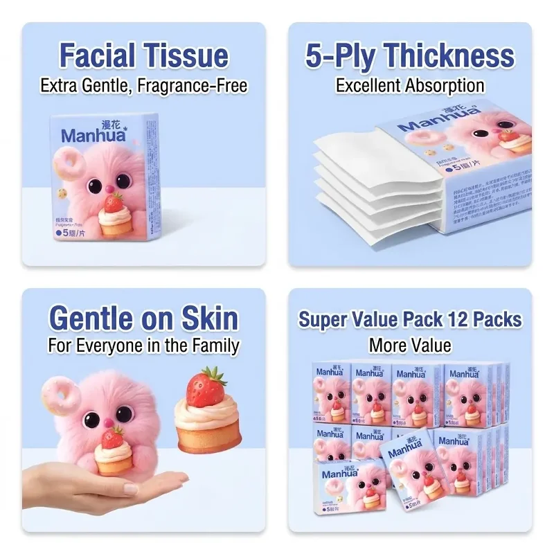 10 Packs Per Strip of Floral Handkerchief Tissues Mini Portable Travel Pack Extra Thick Wood Pulp for Outings and Everyday Use