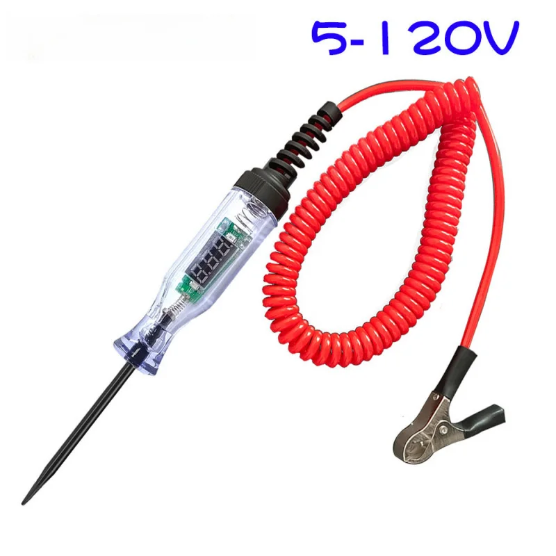 

Автомобильный вольт-тестер 5-120 В, автомобильная линия цепи, светодиодный цифровой дисплей, диагностическая ручка напряжения