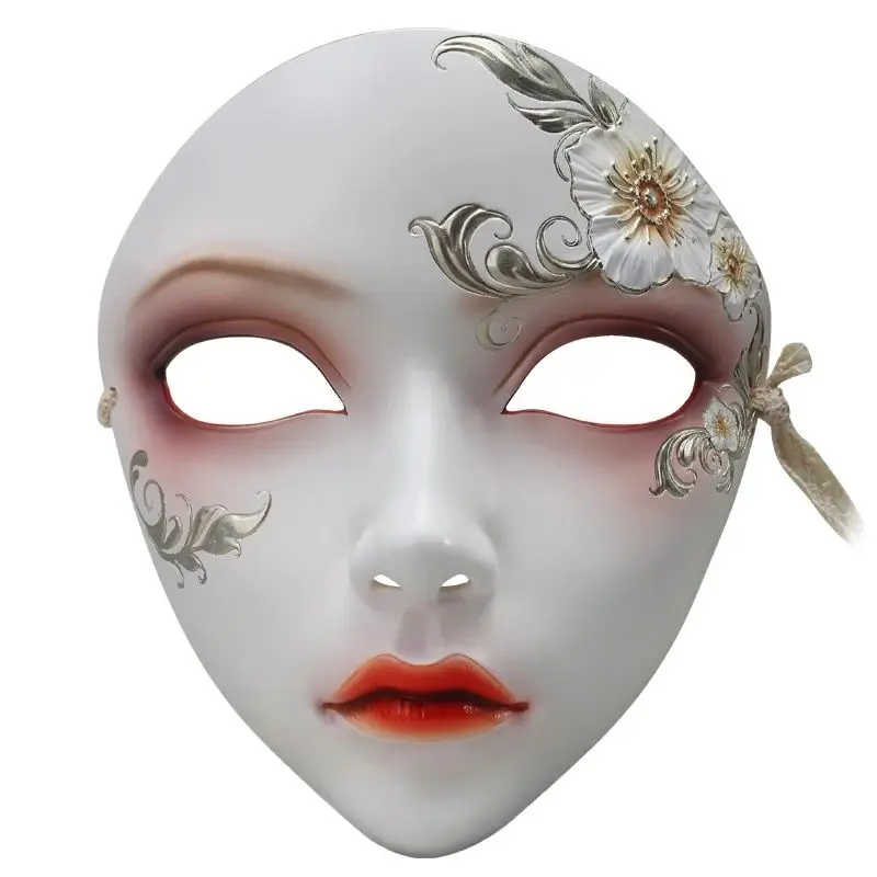 Mask Plastic Material Adult Full Face Antique Han Chinese Clothing Accessories Personality Suitable for Halloween Party Props up