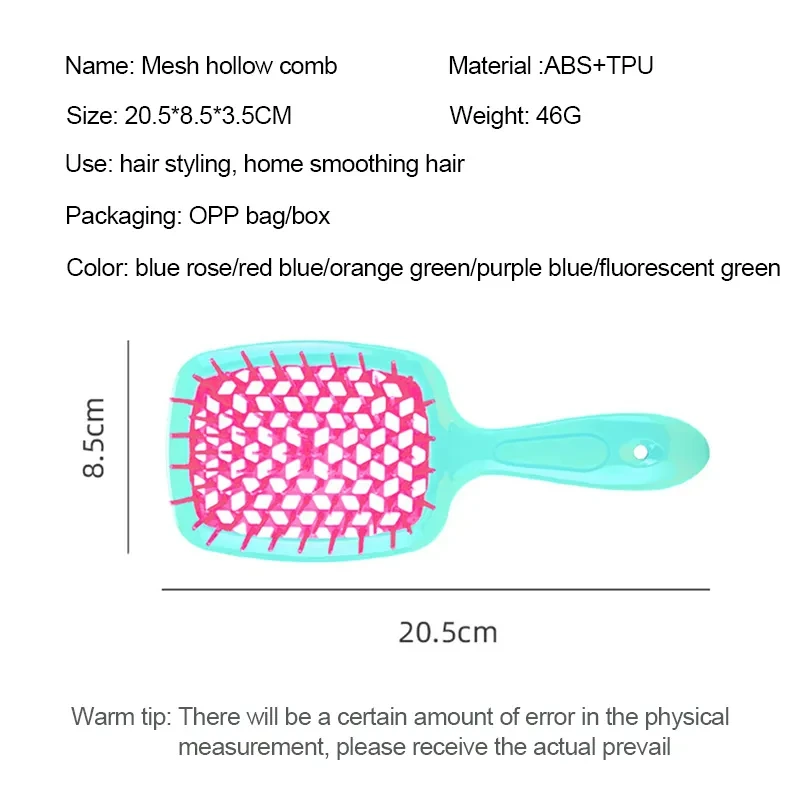 1Pc Air Cushion Comb Tangled Hair Comb Detangling Hair Brush Massage Combs Hollow Out Wet Curly Hair Brushes Barber Styling Tool