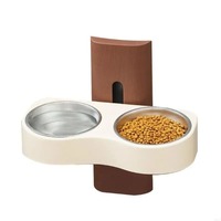 Wall Mounted Cats Watering Bowl Space Saving Double Bowl Dog Eatting Bowl Height Adjustable Neck Protection Pet Feeding Bowl
