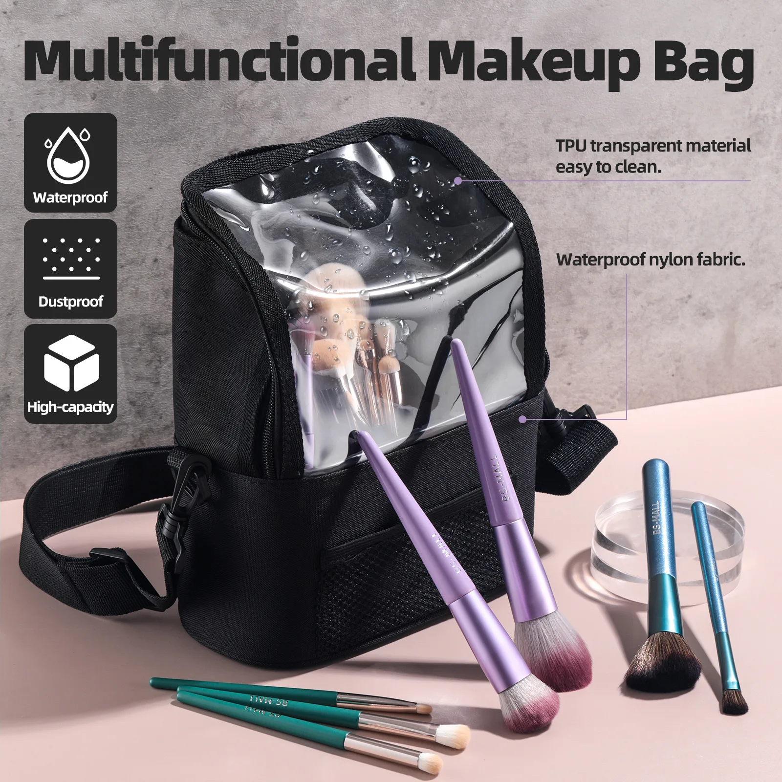 Clear PVC Makeup Bag, 21x10.5x23.5cm