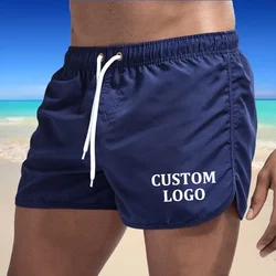 New Custom Your Logo Summer Swimwear Men Swimsuit Boy Swim Suits Boxer Beach Shorts Trunks Swimming Surf Banadores Mayo Sungas
