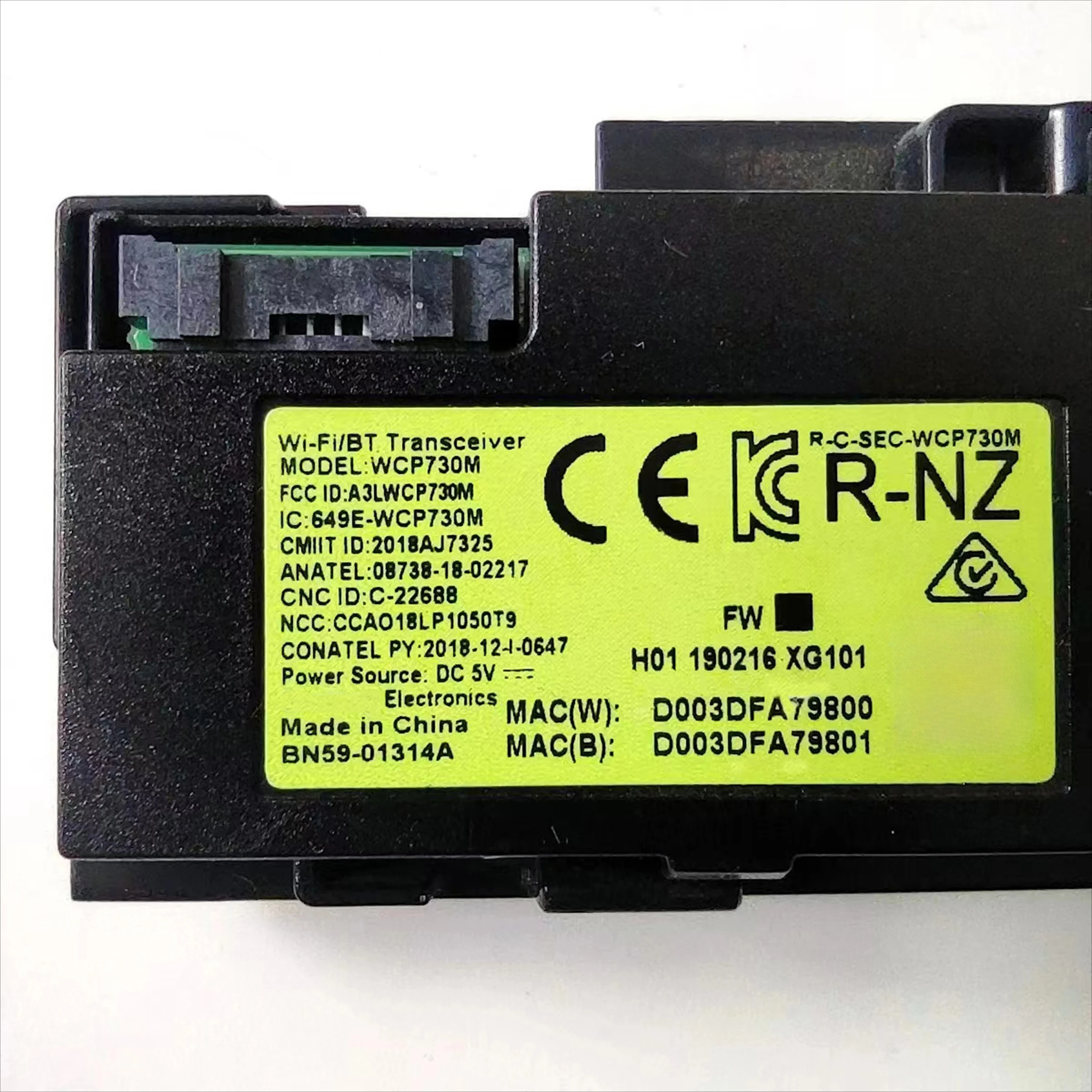 BN59-01314A (WCP730M) BP81-00212A Wi-Fi and Bluetooth Wireless Module For QN49LS03R UN50RU7100 UN55RU7100 UN58RU710D UN65RU8000 view 2