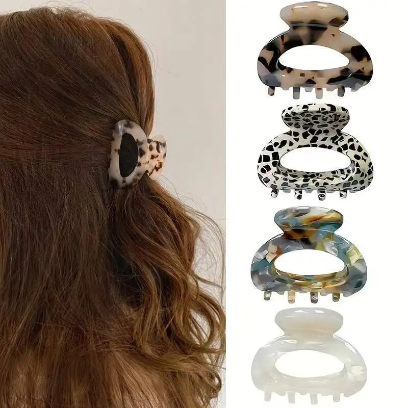 Vintage Tortoiseshell Leopard Print Acrylic Hair Claw Clips Small Half Up Catch Clip Korean Fashion Women Hair Accessories