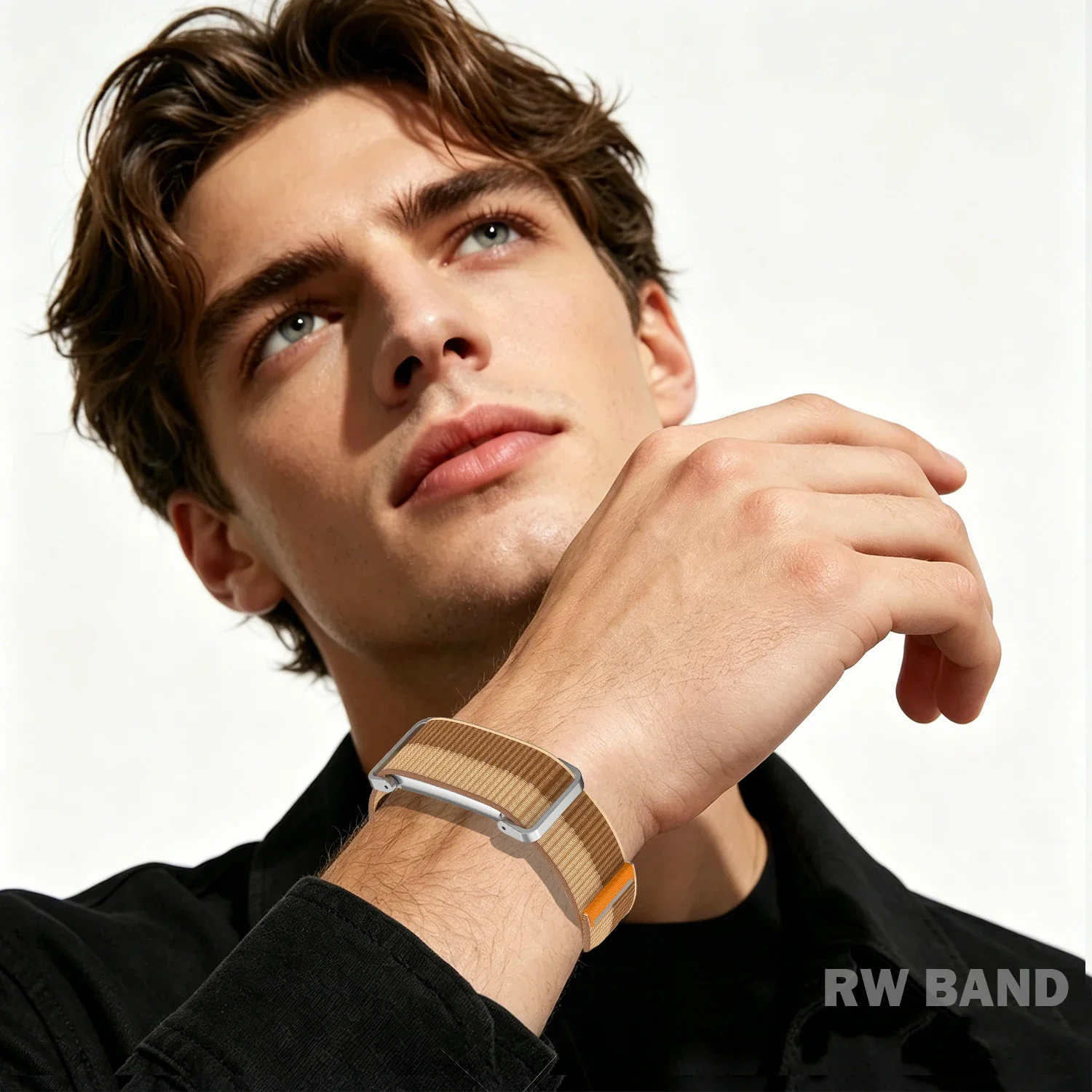 Nylon-Schlaufenarmband für FitbitAir Smartwatch, atmungsaktives Sportarmband Correa + Metallgehäuse zum Schutz für Google Fitbit AIR – Detail 2