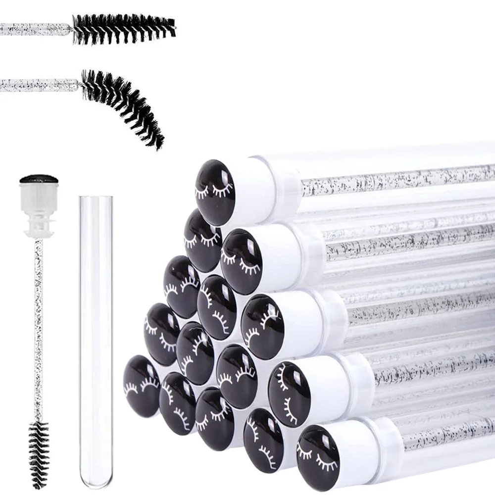 

25/50Pcs Eyelash Brush Tubes Crystal Lash Mascara Wands Eyebrow Comb Spoolies Container Lashes Brushes Applicators Makeup Tools