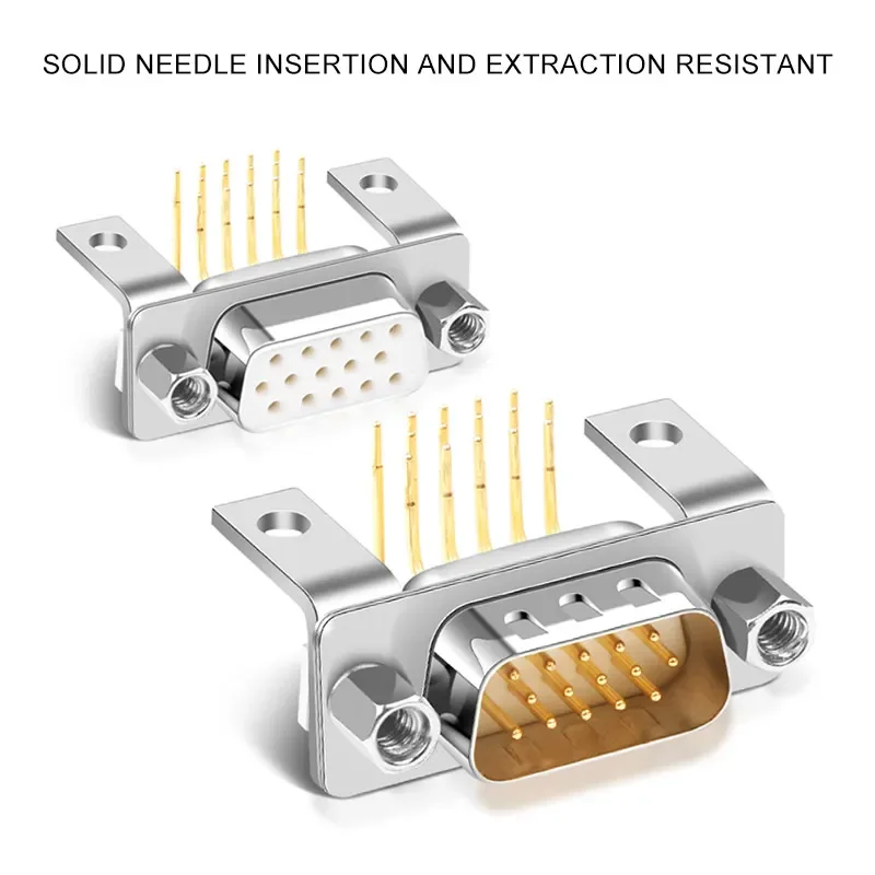 DB15 VGA Socket PCB Welding Plate 3 Rows of 15 Needles Male Female Connector DR15P 3.08/8.85mm Solid Pin 90° Terminal Fitting