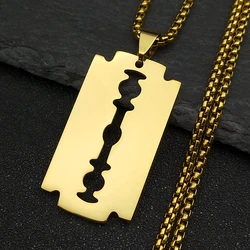 Blade Stainless Steel Long Necklace Men/Women Gold Color Punk Goth Gothic Steampunk Grunge Necklaces Jewery collier  N2243S03