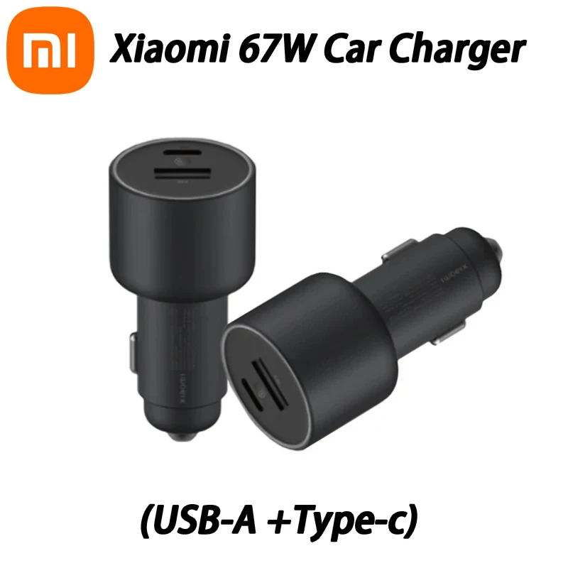 

Xiaomi 67W Car Charger USB-A + Type-C 55W MAX Output Dual-port 5A Fast Charging Type C Quick Charge For Xiaomi Charging Car Char