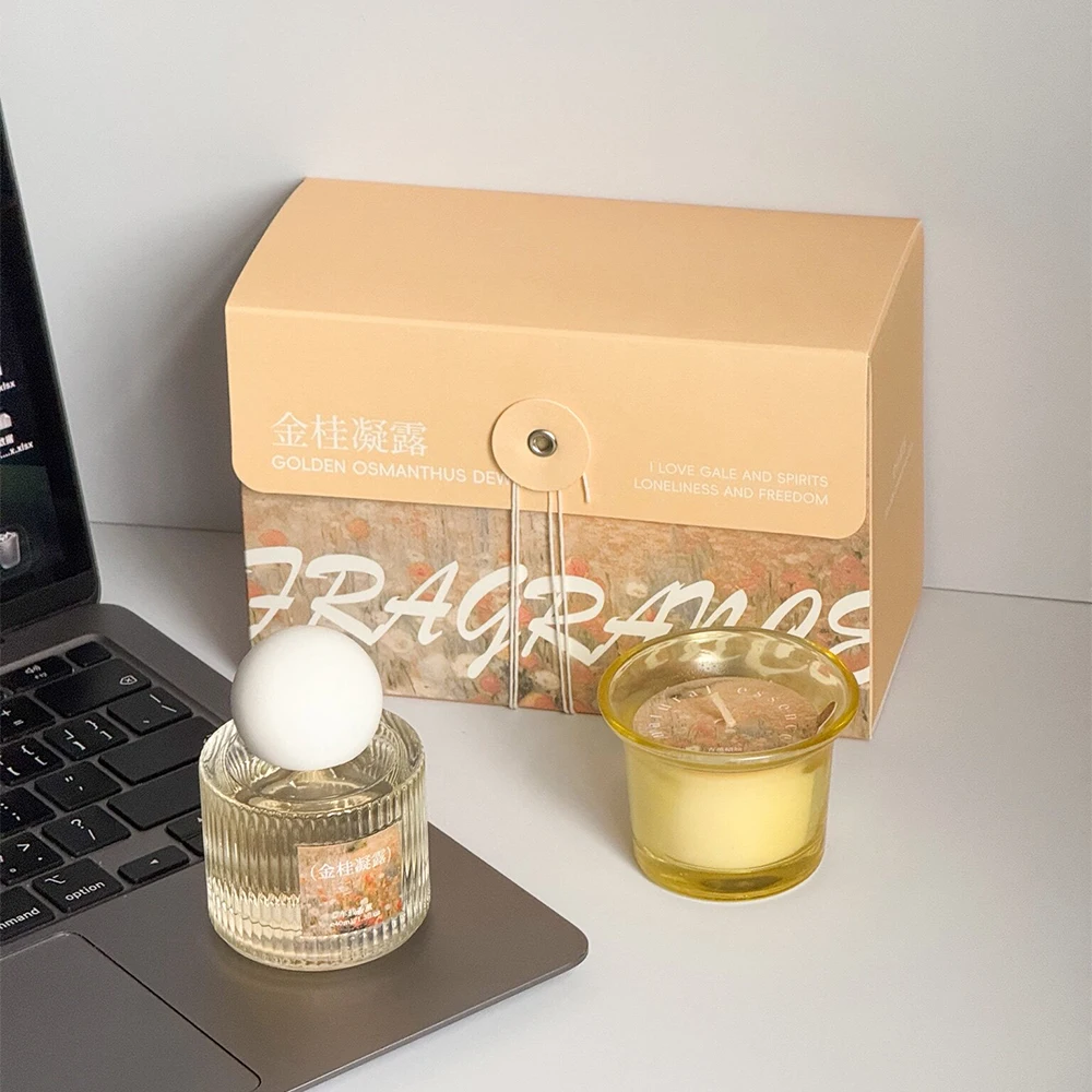 Luxury Scented Candle Essential Oil Combo Set, Gift Box Packaging, Home Bedroom Office Aromatherapy Decor