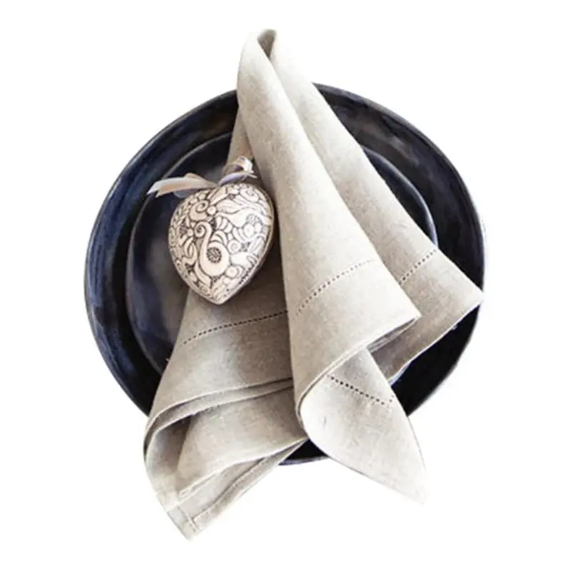 

4 белых льняных салфетки с вышивкой, натуральные льняные салфетки для ужина, индивидуальные салфетки для стола на вечеринку или свадьбу