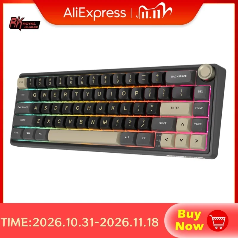 RK Royal Kludge R65 Gasket Wired Mechanical Keyboard 66 Key 65% RGB Backlit Hot-swappable Gamer Keyboard with MDA PBT Keycaps