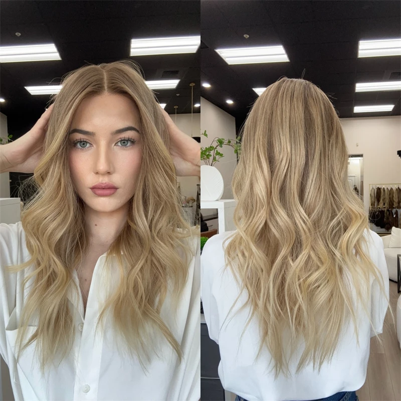Ombre Caramel Blonde Free Part Synthetic HD Lace Front Wig Natural Preplucked Hairline Original Factory Cheap Wigs Glueless Wig