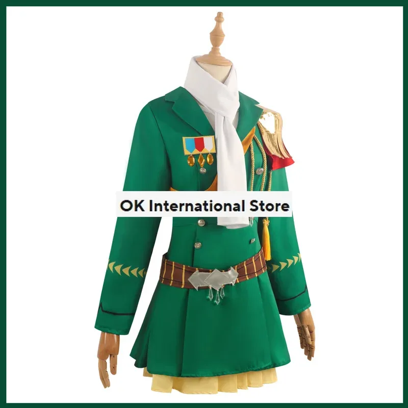 Juego CyAnime Umamusume: Pretty Derby Symboli Rudolf, disfraz de Cosplay, peluca de rey, uniforme militar verde, traje de Halloween Kawaii para mujer