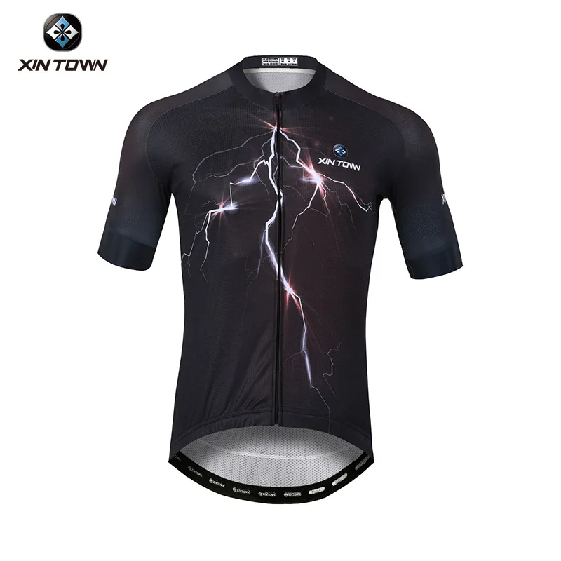 

XINTOWN New Summer Men's Cycling Short Suit Bike Clothing Short Sleeve Textured Jersey