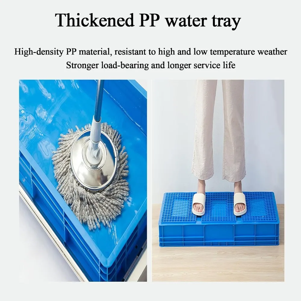 حامل ممسحة مكنسة قائم على الأرض مع تخزين عربة أدوات التنظيف ورف تصريف الممسحة المبللة لتنظيم أدوات الحدائق