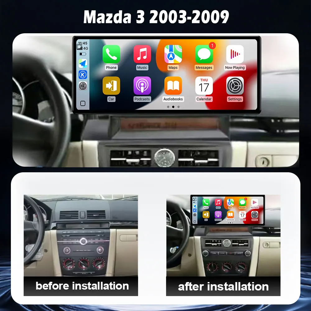 Android 16 For Mazda 3 2003-2009 Car Radio Lntelligent Multimedia Touch Screen Navigation GPS Auto Carplay WIFI