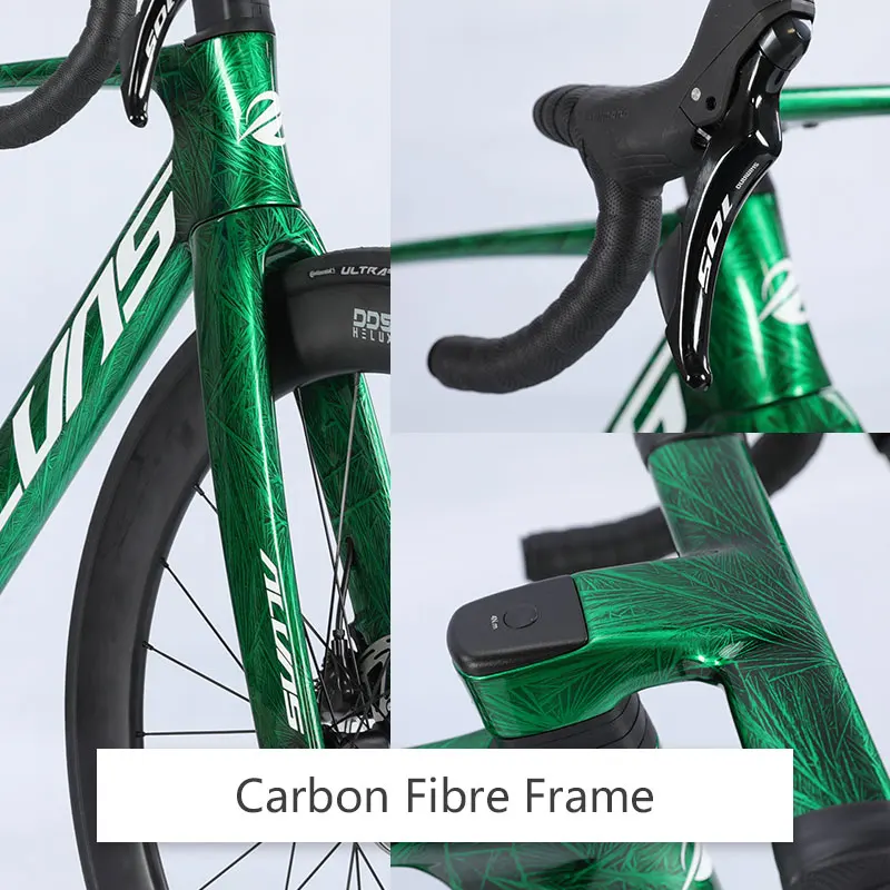 F.YUZE DA54 Great Warrior Ice crack pattern 105/R7120-24S Competition T800 Carbon Fiber Road Bicycle with Hydraulic Disc Brakes