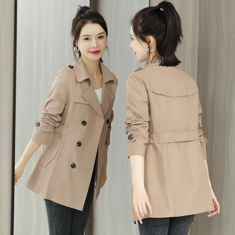 

Faionable Little Fraance Sle ort Coat Jaet, женское весенне-осеннее новое корейское пальто, повседневное универсальное пальто с завязкой на талии...