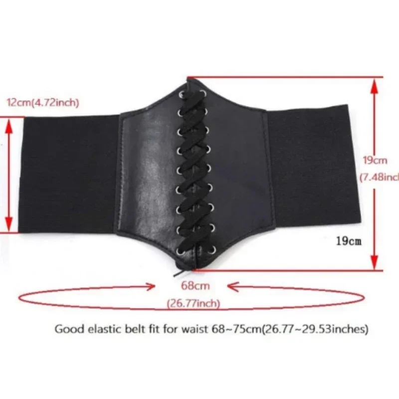 Women\'s Corset Belt Gothic Fashion PU Flower Embroidery Cummerbunds Female Slimming Waist Band Vintage Black Wide Belt for Girl