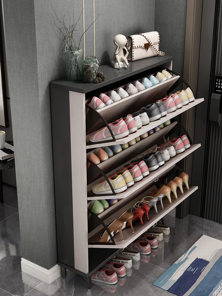 HM6 Ultra-thin shoe cabinet home door 2024 new hot-selling tipping bucket entrance porch cabinet integrated simple storage
