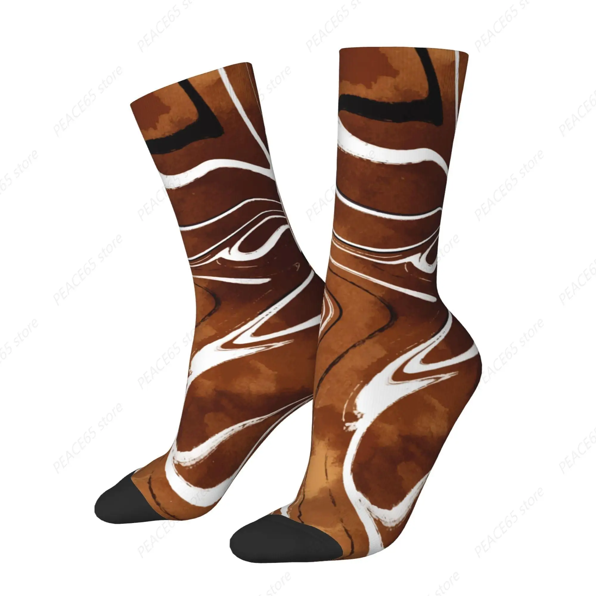 Brown Grunge Coffee Cool Socks For Men Women Funny Novelty Crew Socks