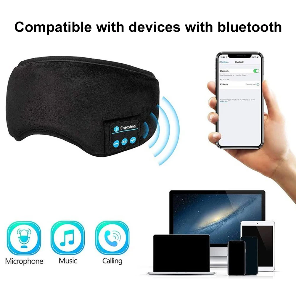 Maschera per gli occhi per il sonno Bluetooth Ombreggiatura intelligente wireless 3D Auricolari musicali morbidi ed elastici Maschera per dormire