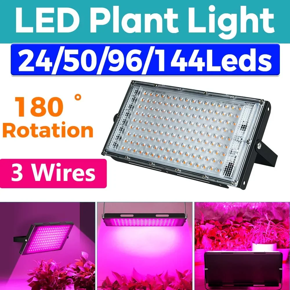 

100W LED Plant Grow Lights 220V Full Spectrum Planting Lamp Cultivation Lamps UV/IR Red Blue Hydroponic Greenhouse Tent Seedling