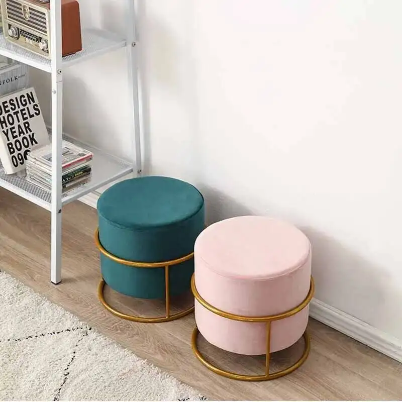 

Round Covers Accessory Metal Legs Makeup Stool Sofa Set Low Stool Footrest Living Room Sillas Para Sala De Estar Furniture